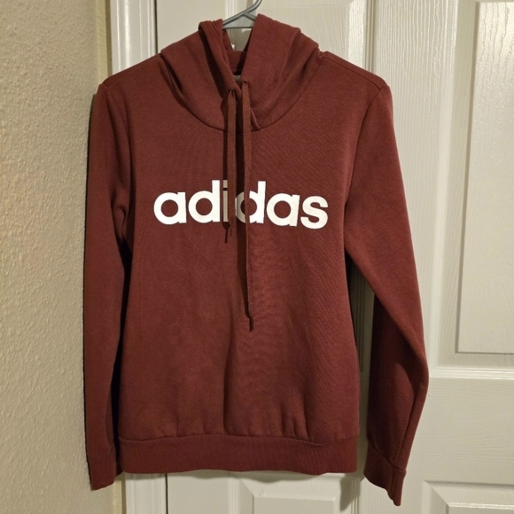 Adidas Women's Pullover Athletic Hoodie Maroon Hooded Sweater Size‎ Small